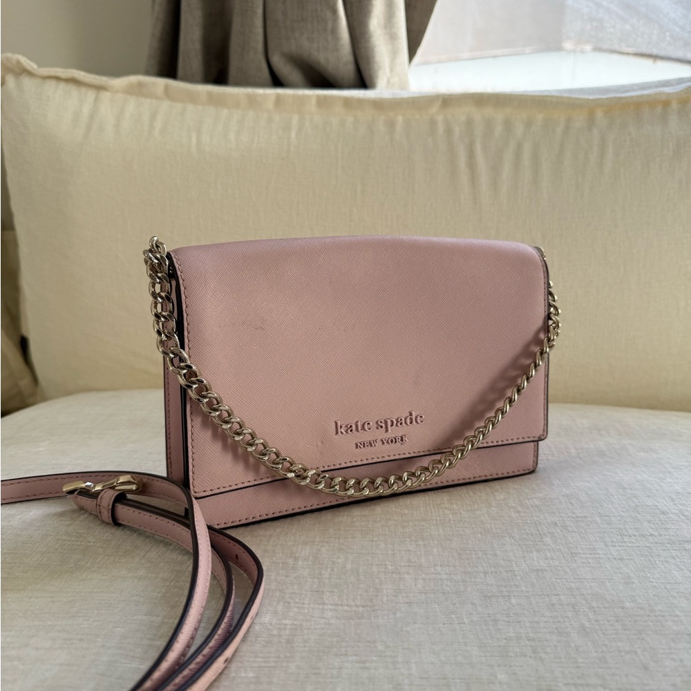 Kate Spade Blush Crossbody Bag with Gold Chain
